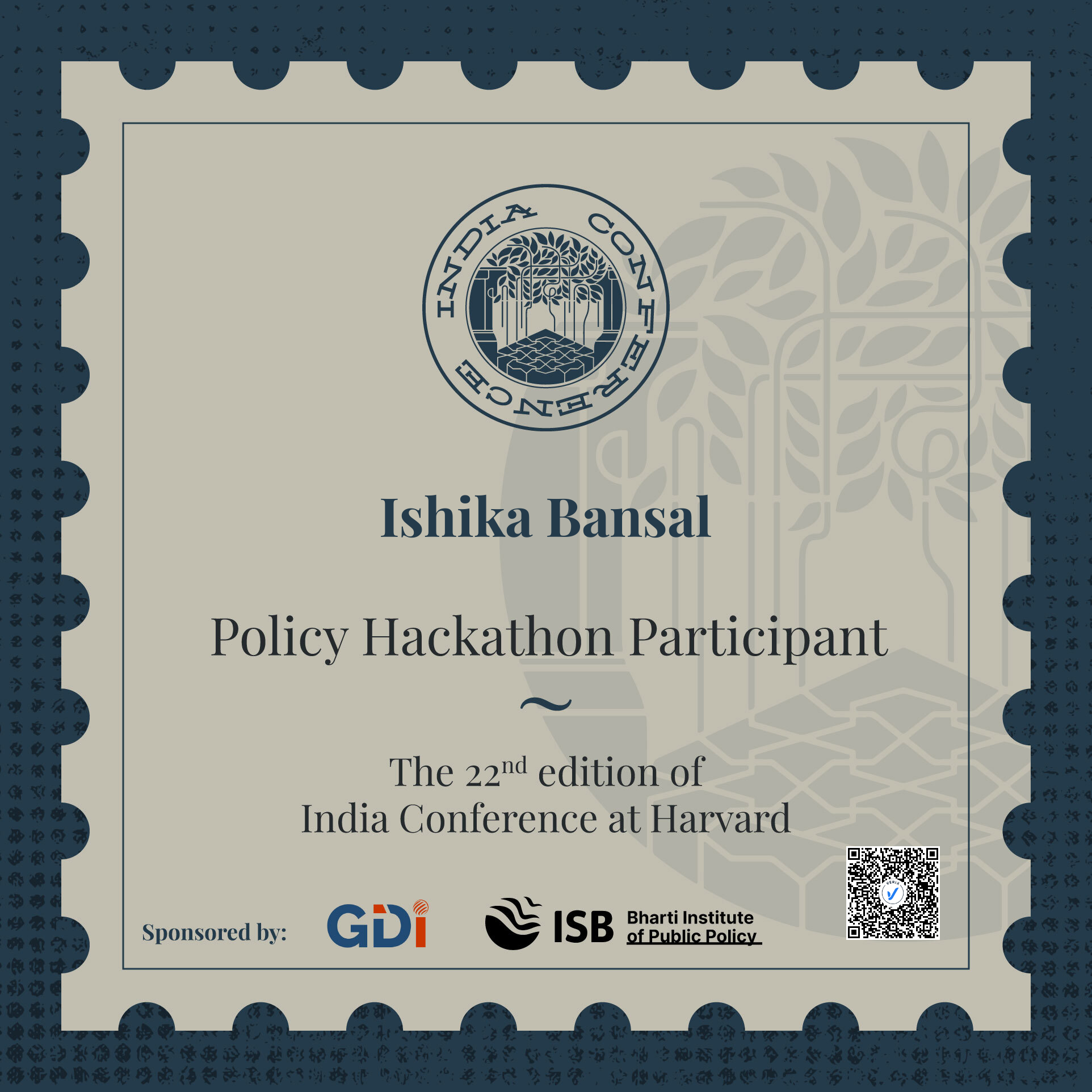 Certificate of Participation – Policy Hackathon