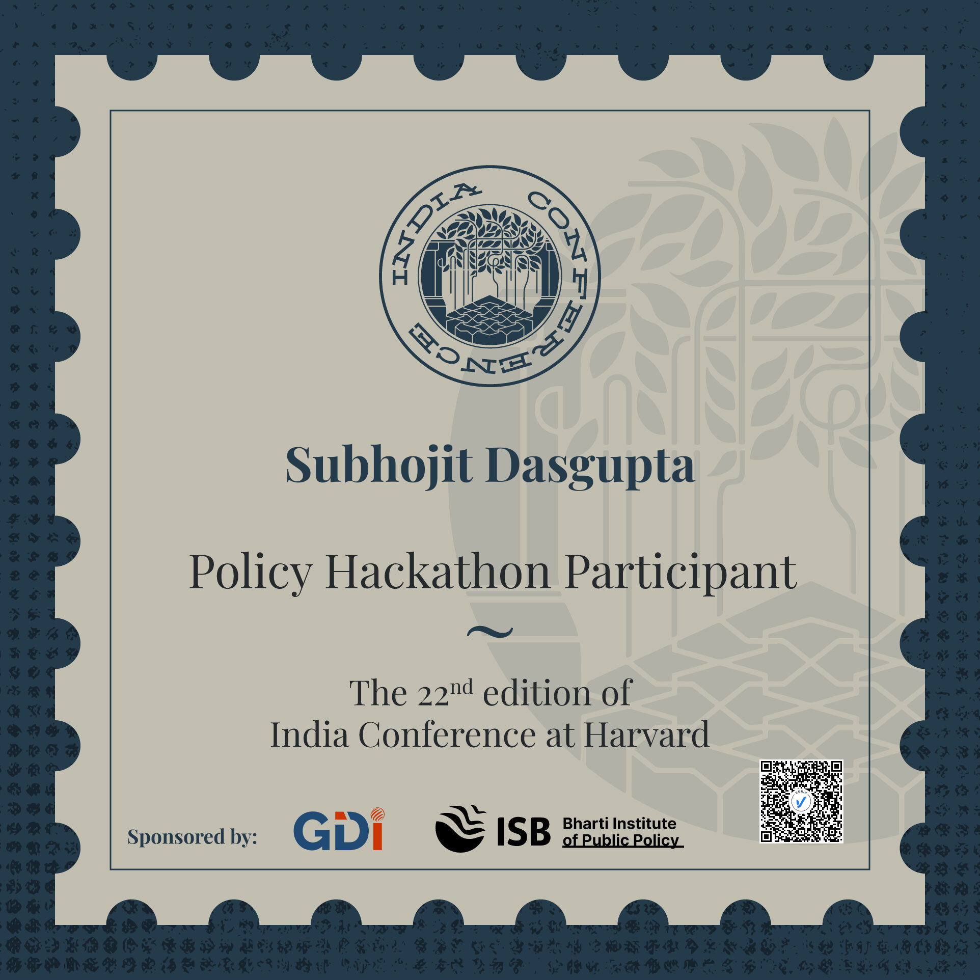 Certificate of Participation – Policy Hackathon