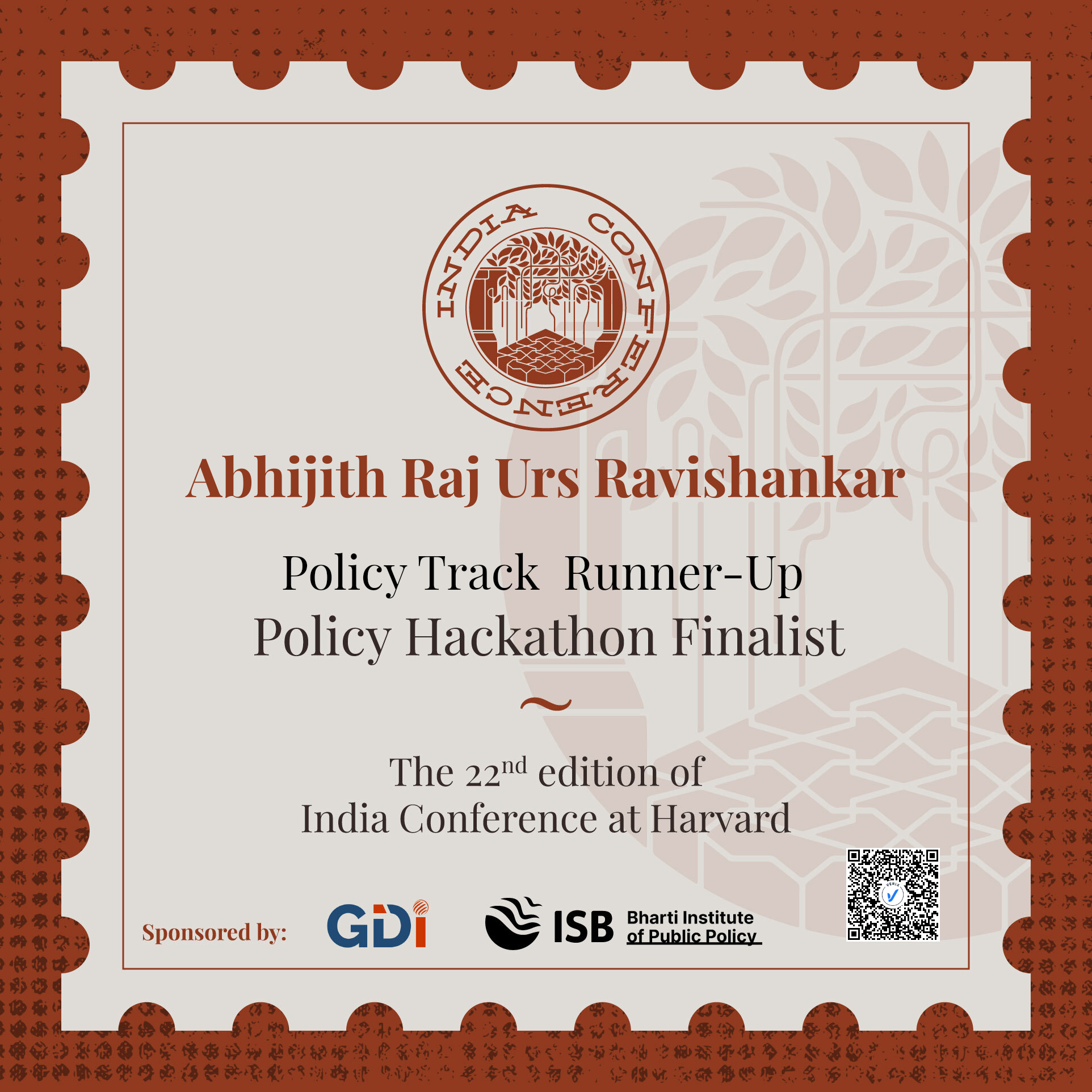 Certificate of Achievement – Policy Hackathon Runner-Up