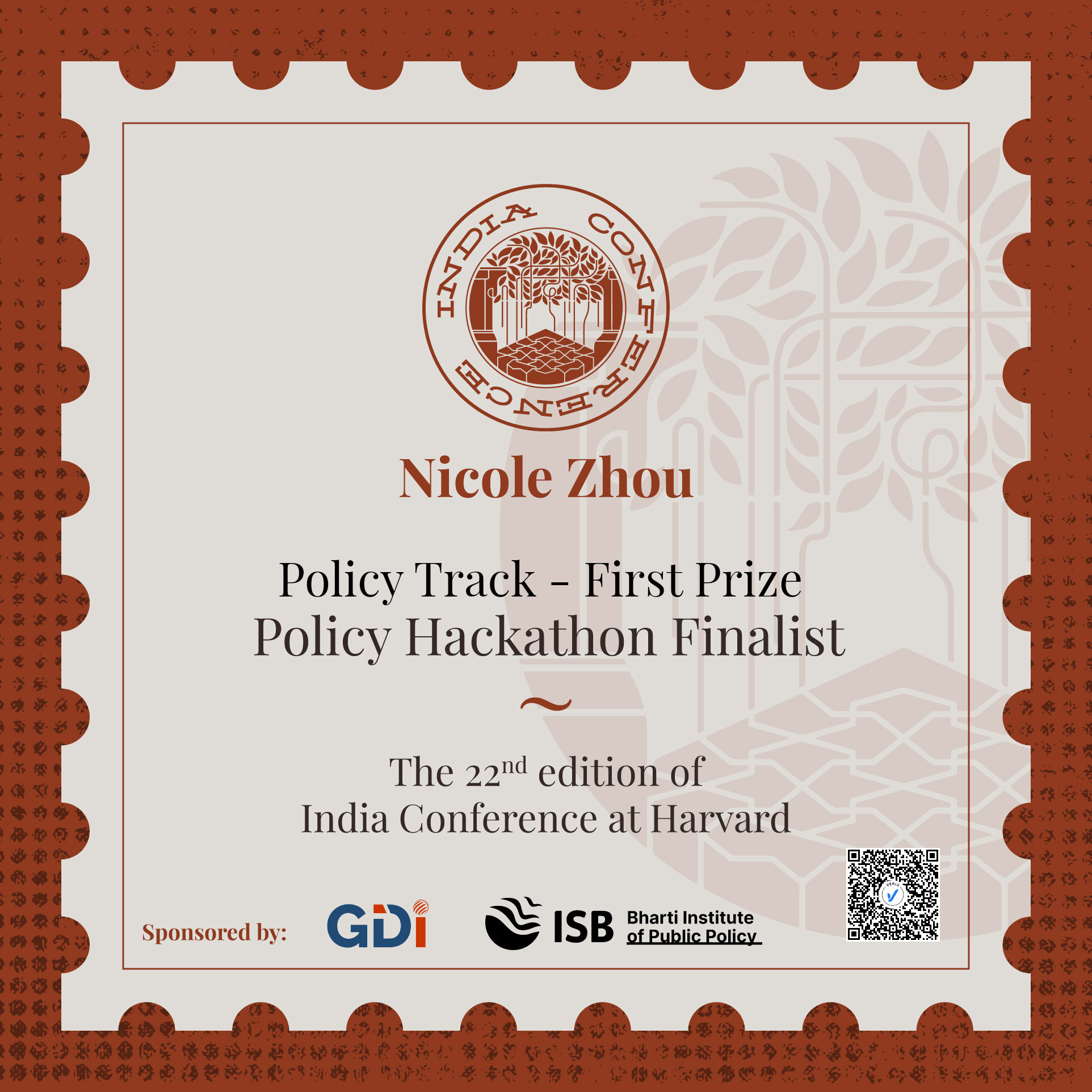 Certificate of Achievement - Policy Hackathon Winner