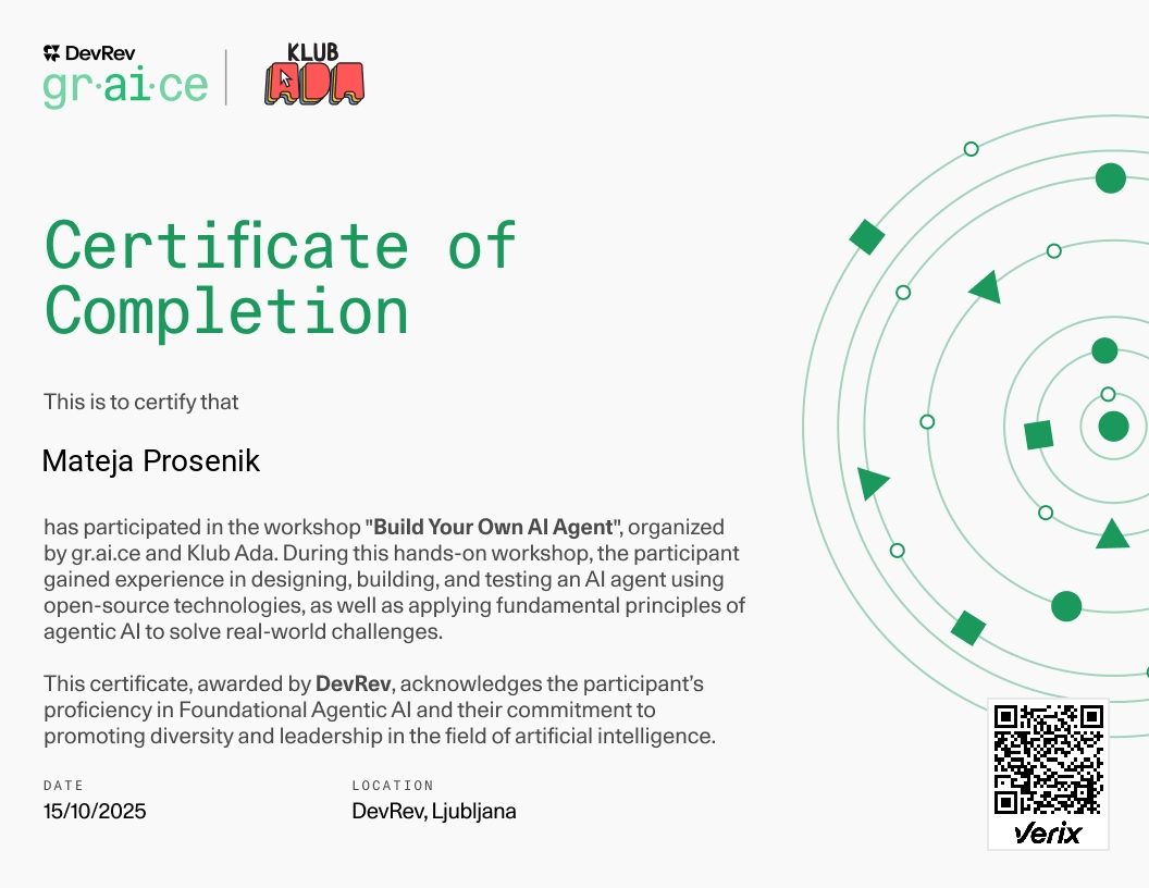 Build your own AI agent workshop certificate by gr.ai.ce x Klub Ada
