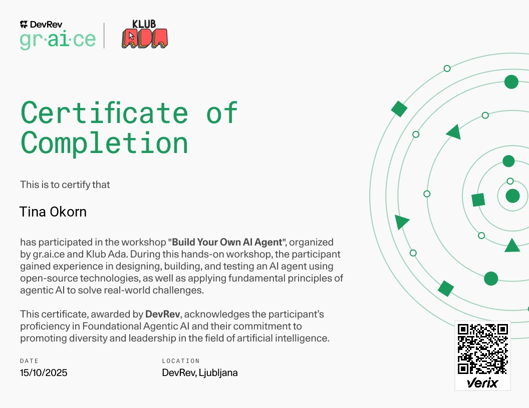 Build your own AI agent workshop certificate by gr.ai.ce x Klub Ada