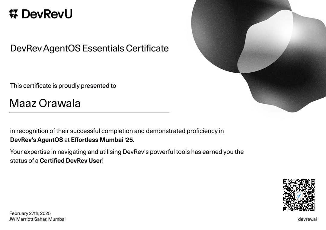 DevRev AgentOS Essentials Certificate