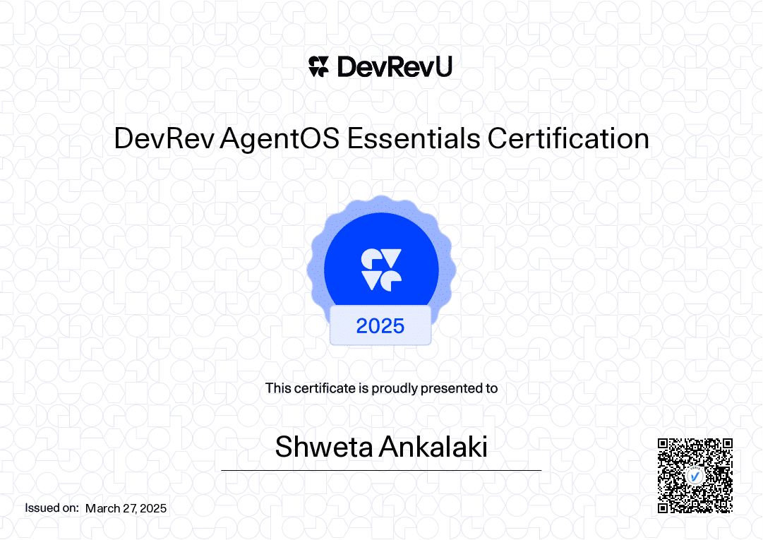 DevRev AgentOS Essentials Certificate