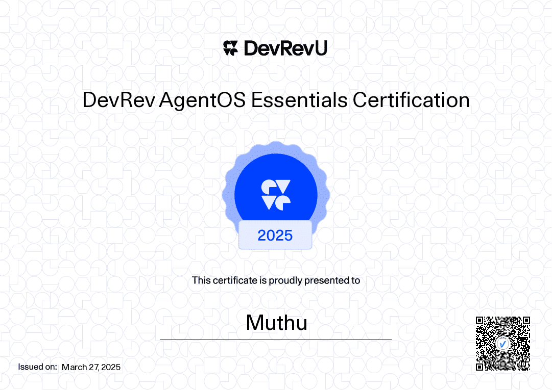 DevRev AgentOS Essentials Certificate