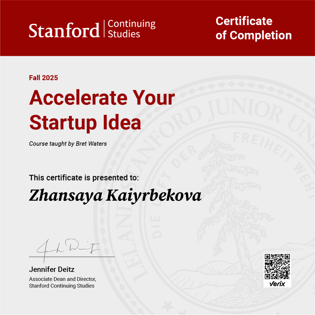Certificate of Completion — Accelerate Your Startup Idea