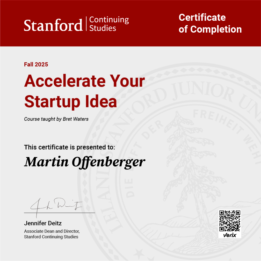 Certificate of Completion — Accelerate Your Startup Idea