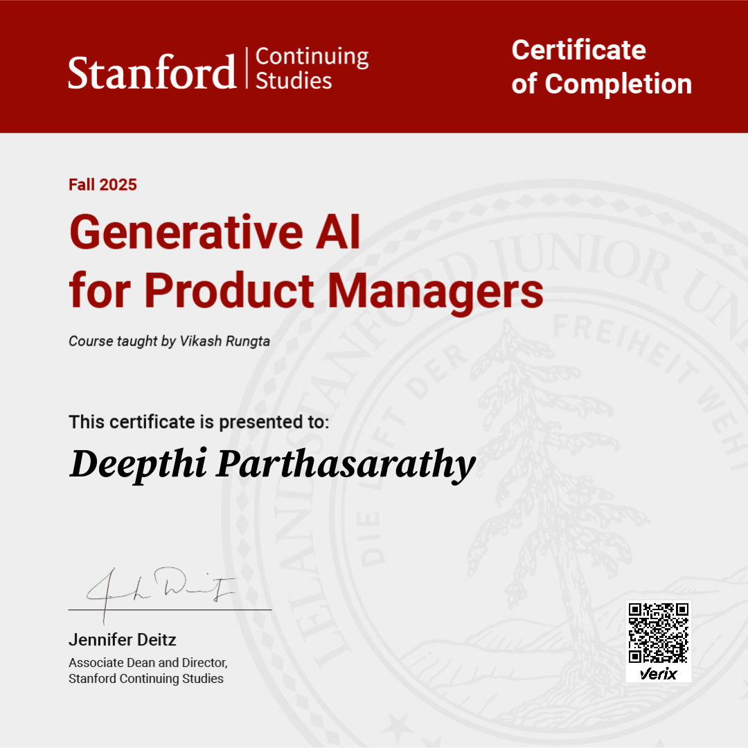Certificate of Completion — Generative AI for Product Managers