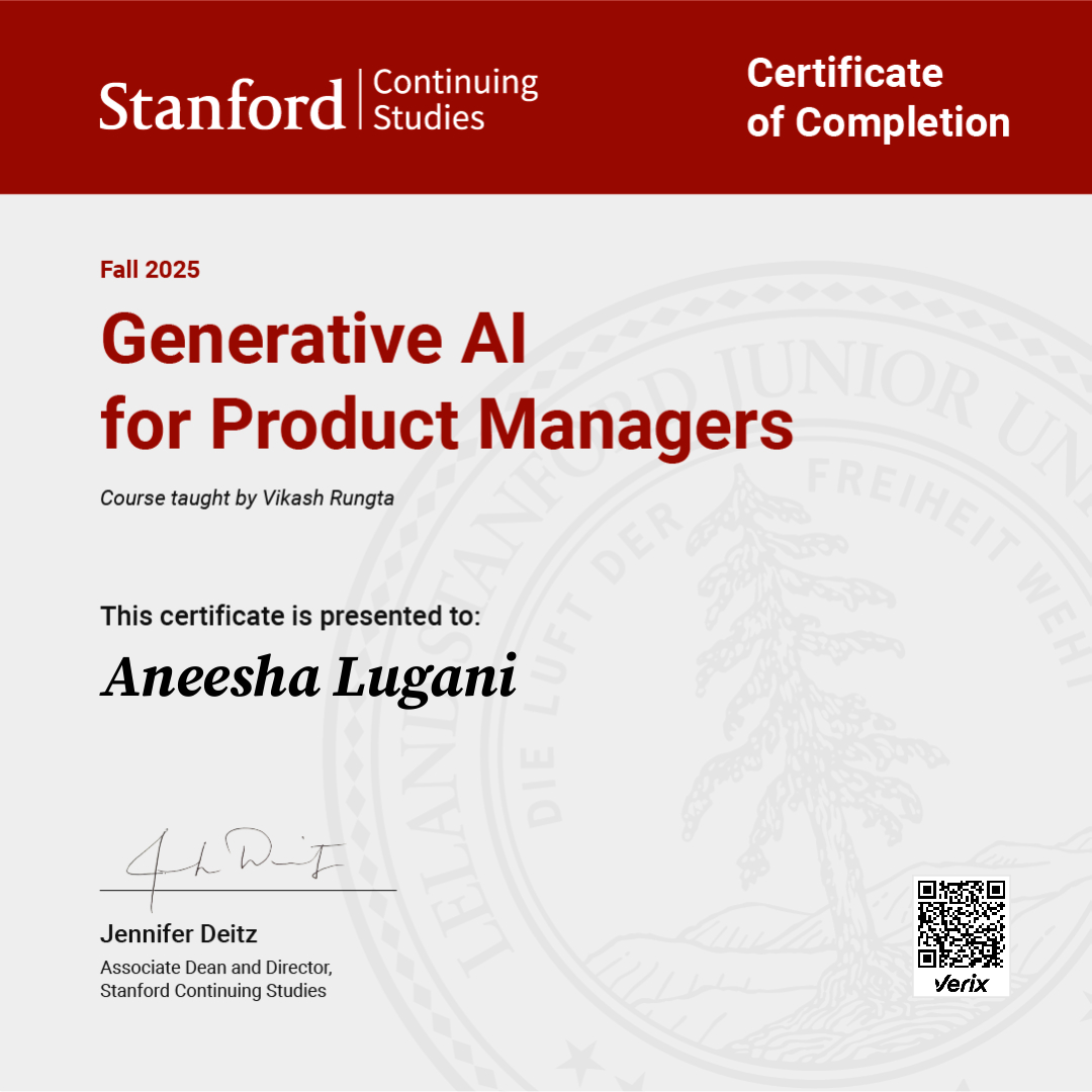 Certificate of Completion — Generative AI for Product Managers