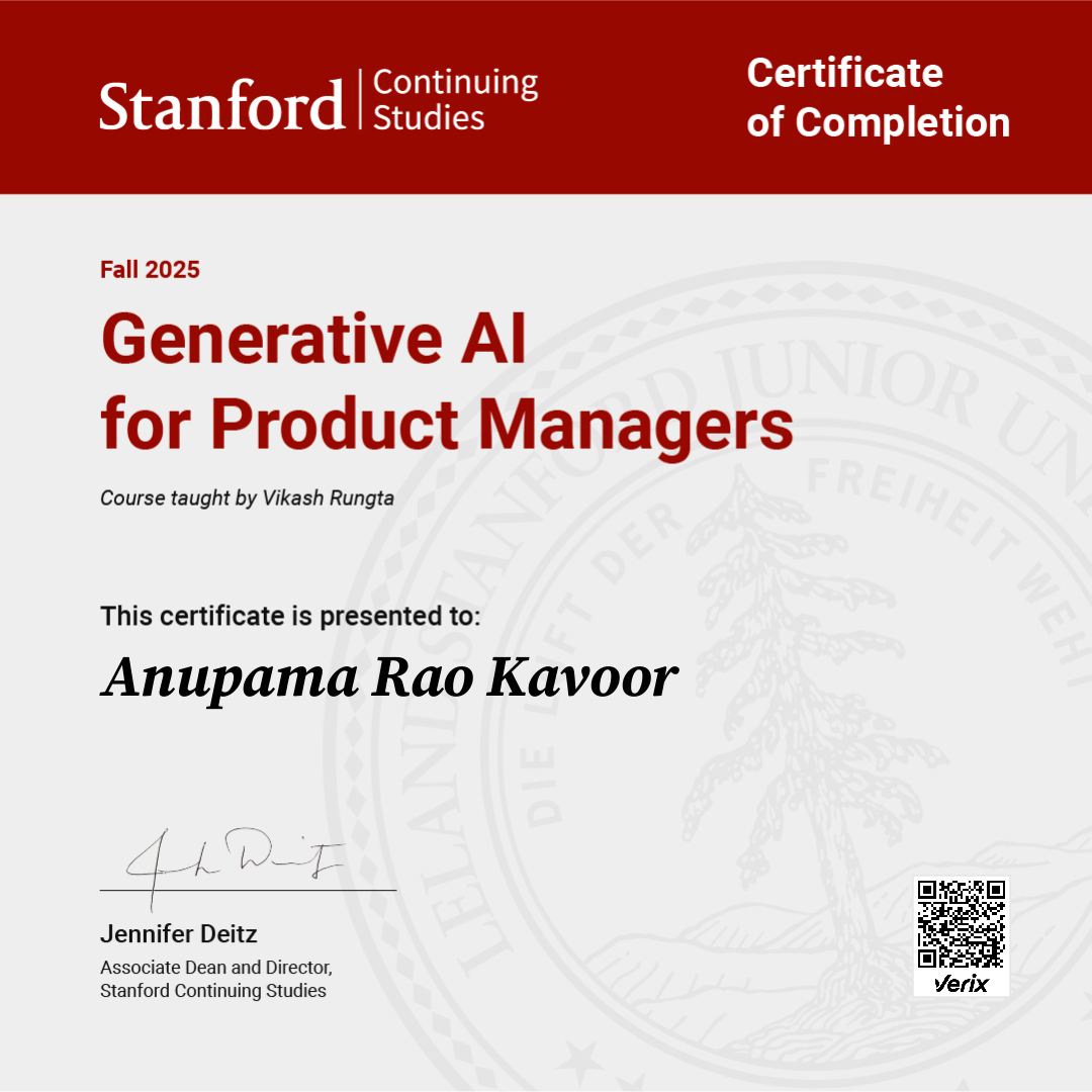 Certificate of Completion — Generative AI for Product Managers