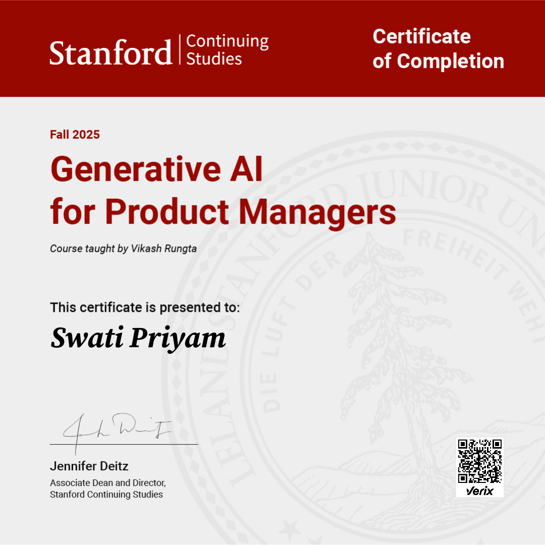 Certificate of Completion — Generative AI for Product Managers