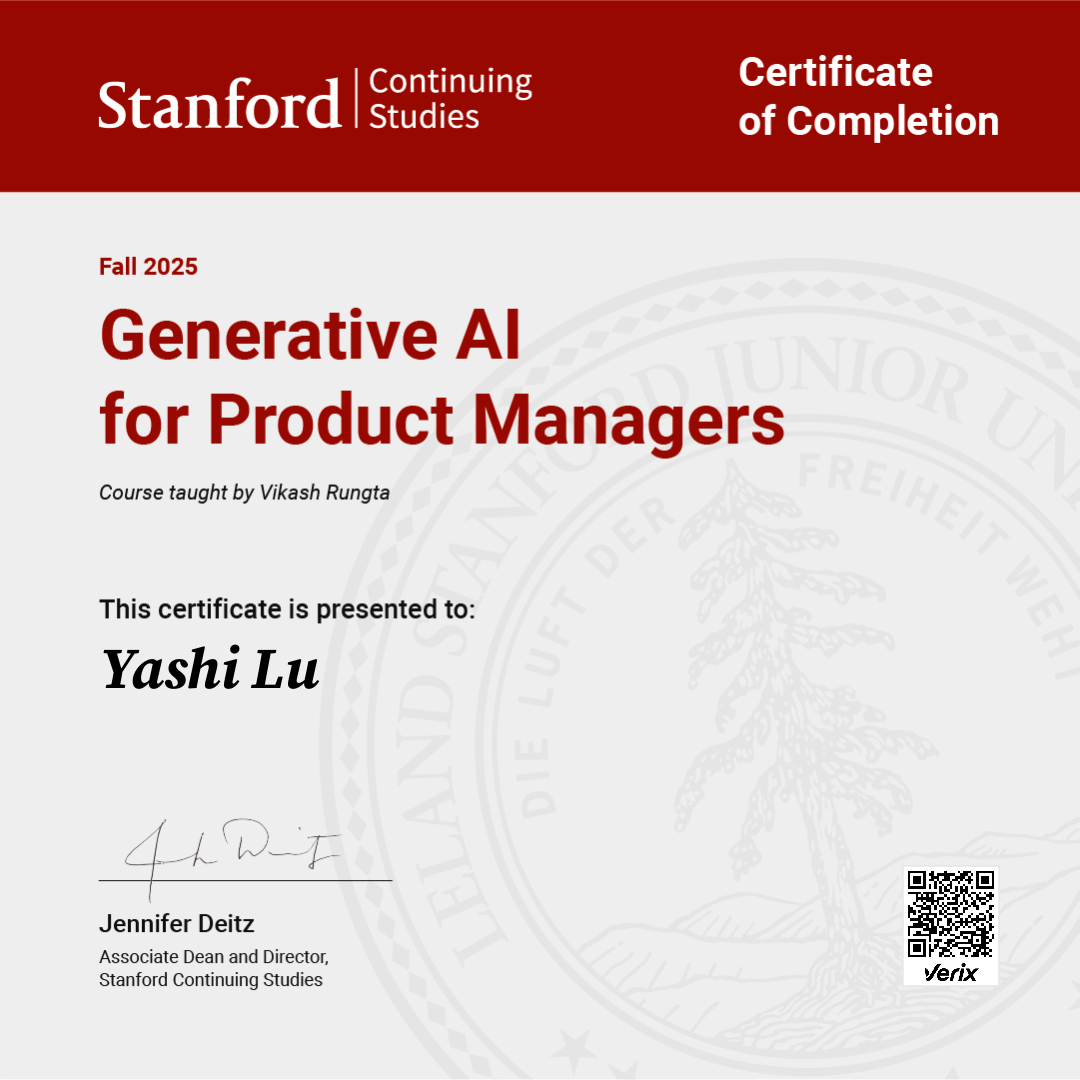 Certificate of Completion — Generative AI for Product Managers