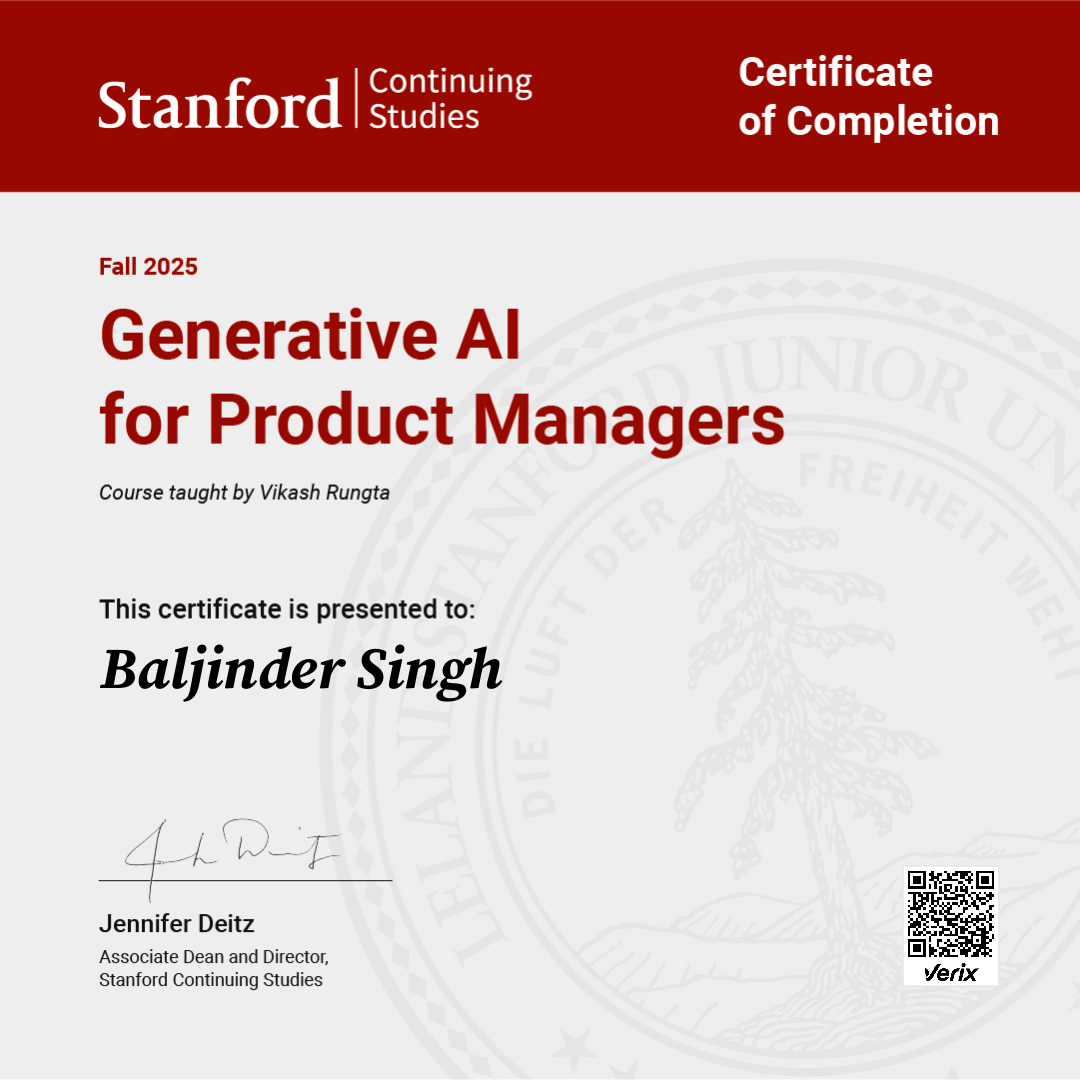 Certificate of Completion — Generative AI for Product Managers