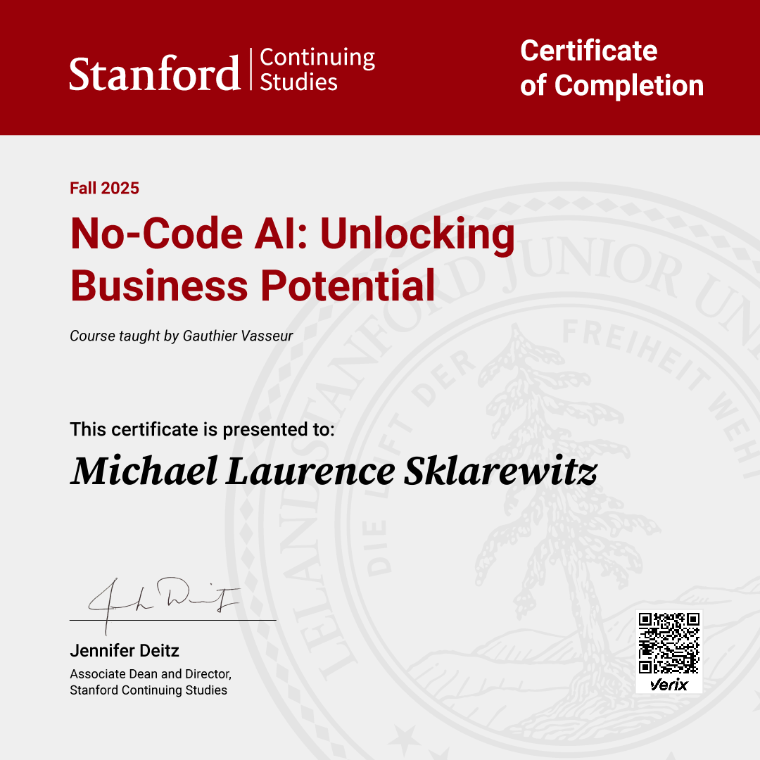 ̌Certificate of Completion — No-Code AI: Unlocking Business Potential