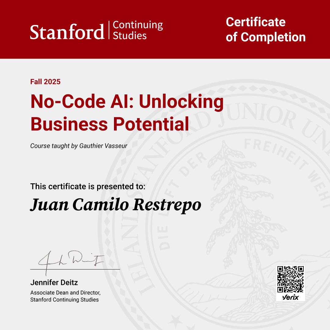 ̌Certificate of Completion — No-Code AI: Unlocking Business Potential