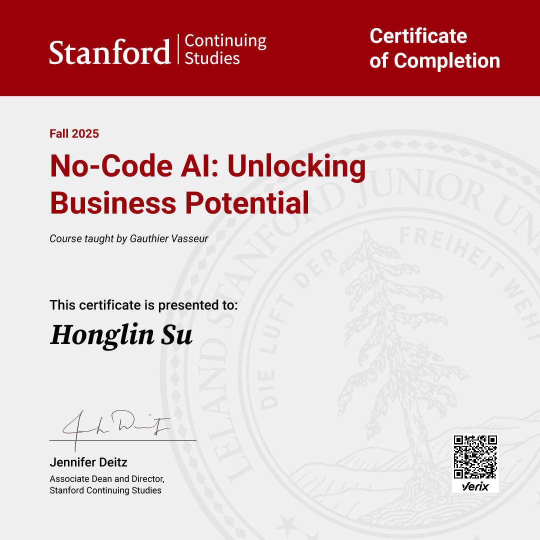 ̌Certificate of Completion — No-Code AI: Unlocking Business Potential
