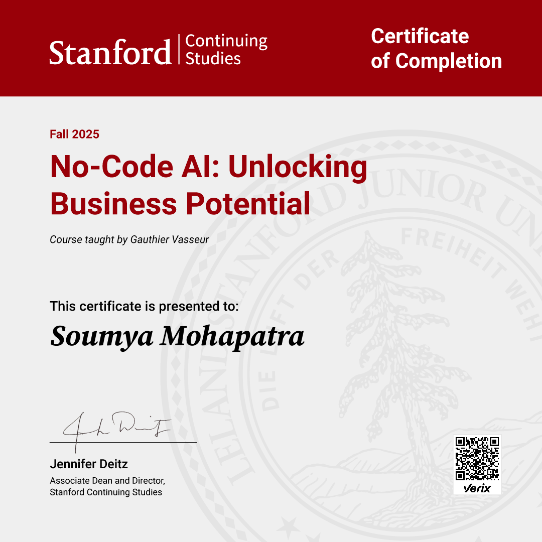 ̌Certificate of Completion — No-Code AI: Unlocking Business Potential