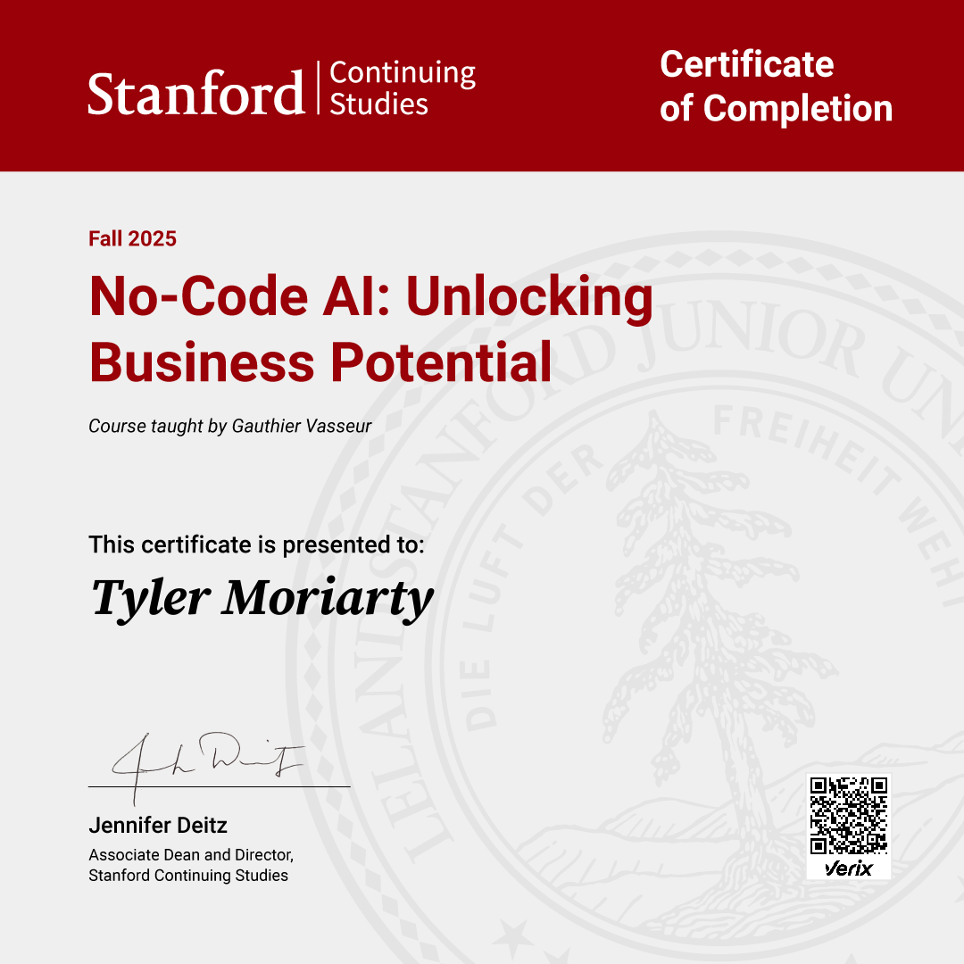 ̌Certificate of Completion — No-Code AI: Unlocking Business Potential
