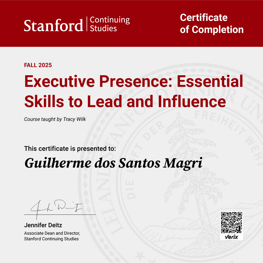 ̌Certificate of Completion — Executive Presence: Essential Skills to Lead and Influence