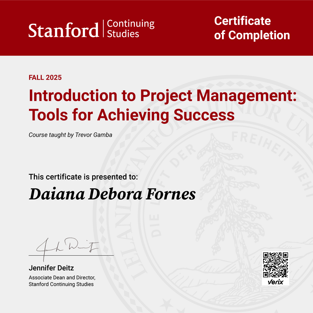 Certificate of Completion — Introduction to Project Management: Tools for Achieving Success