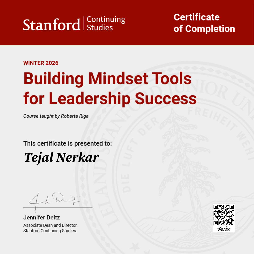 Certificate of Completion — Building Mindset Tools for Leadership Success