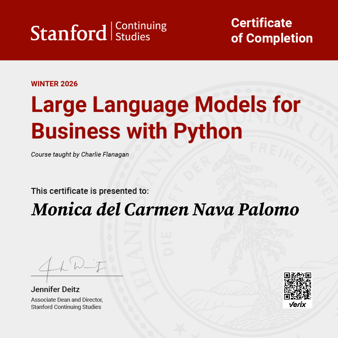 Certificate of Completion — Large Language Models for Business with Python
