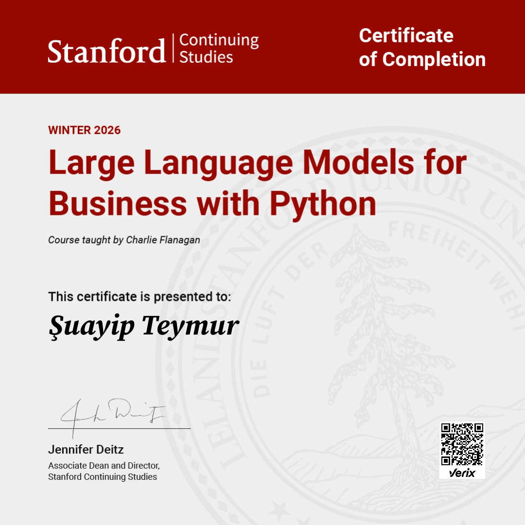 Certificate of Completion — Large Language Models for Business with Python
