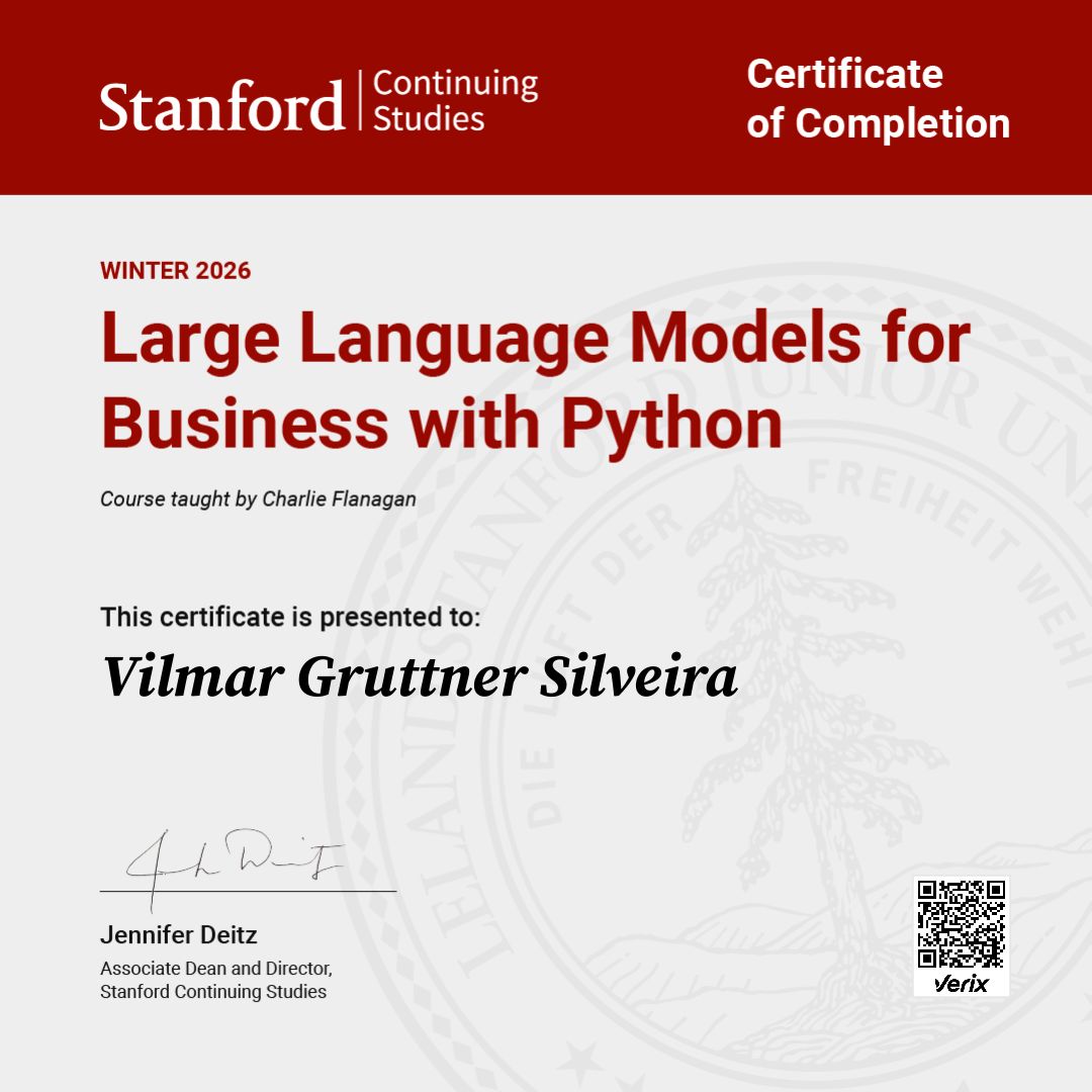 Certificate of Completion — Large Language Models for Business with Python