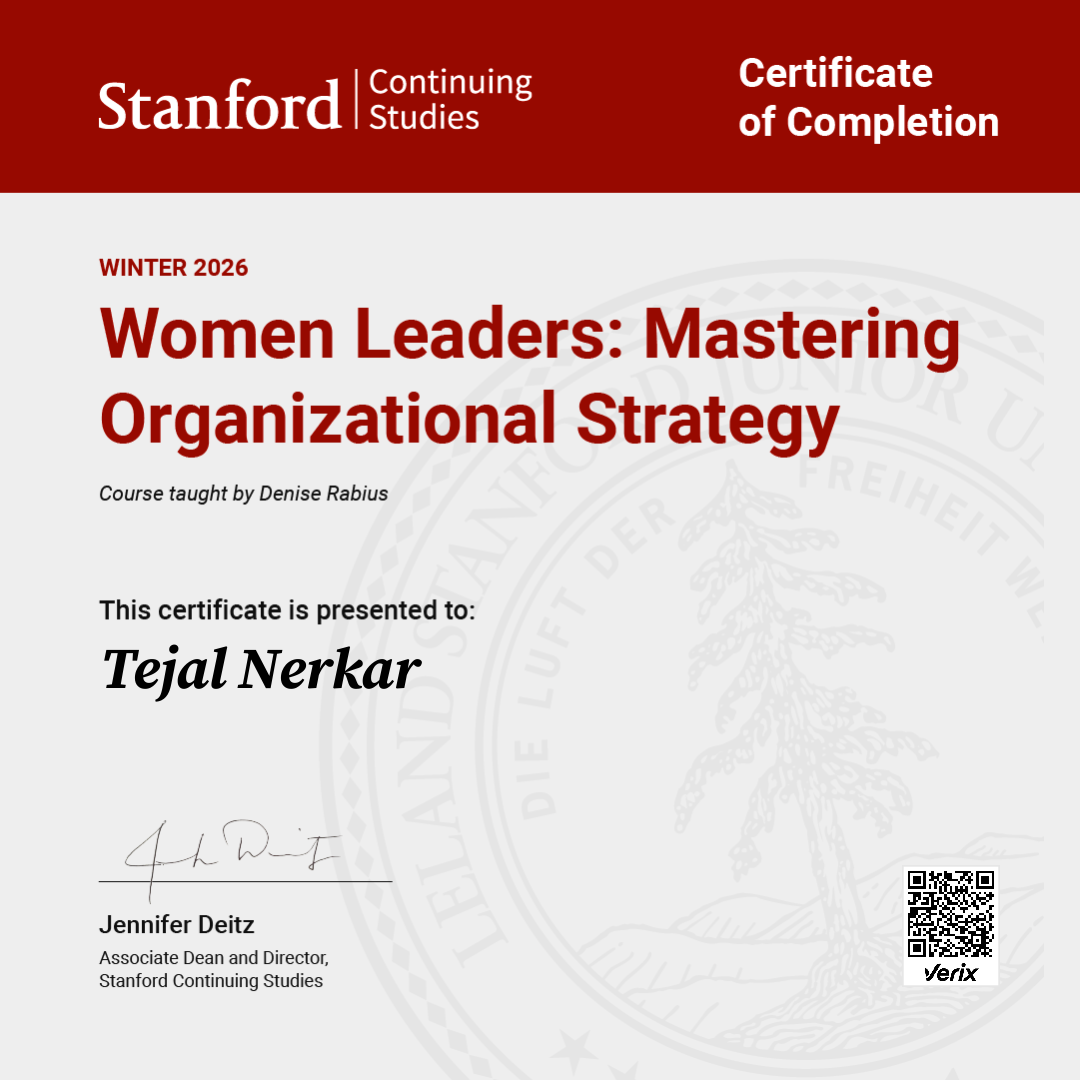 Certificate of Completion — Women Leaders: Mastering Organizational Strategy