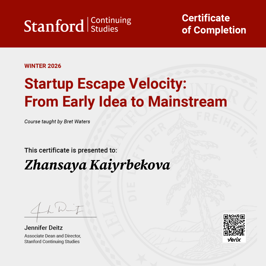 Certificate of Completion — Startup Escape Velocity: From Early Idea to Mainstream Success