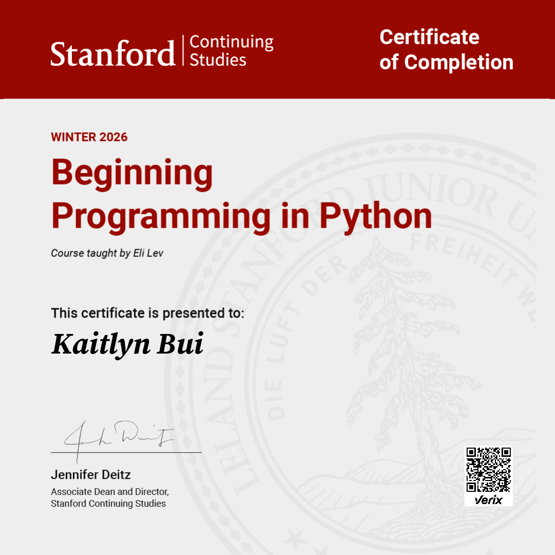 Certificate of Completion — Beginning Programming in Python