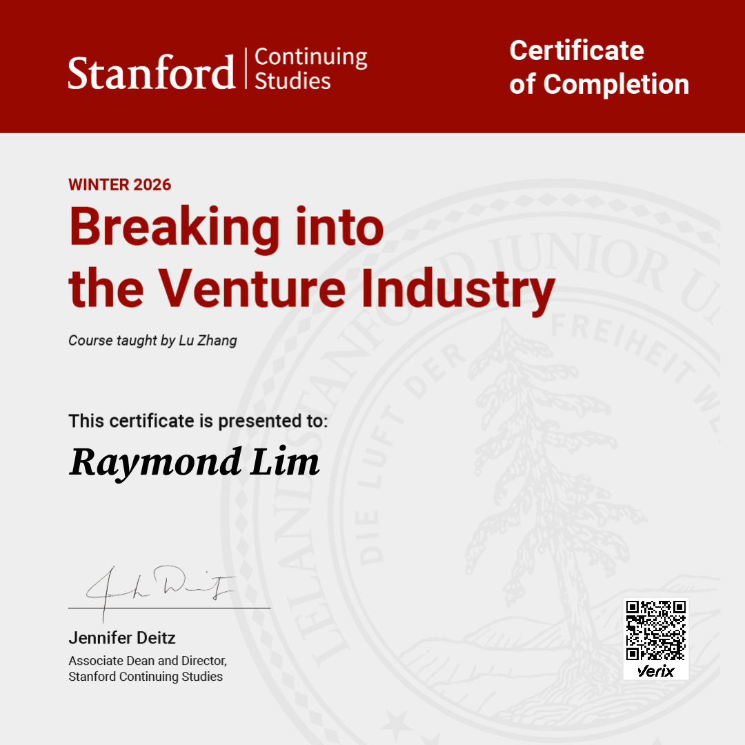 Certificate of Completion — Breaking into the Venture Industry