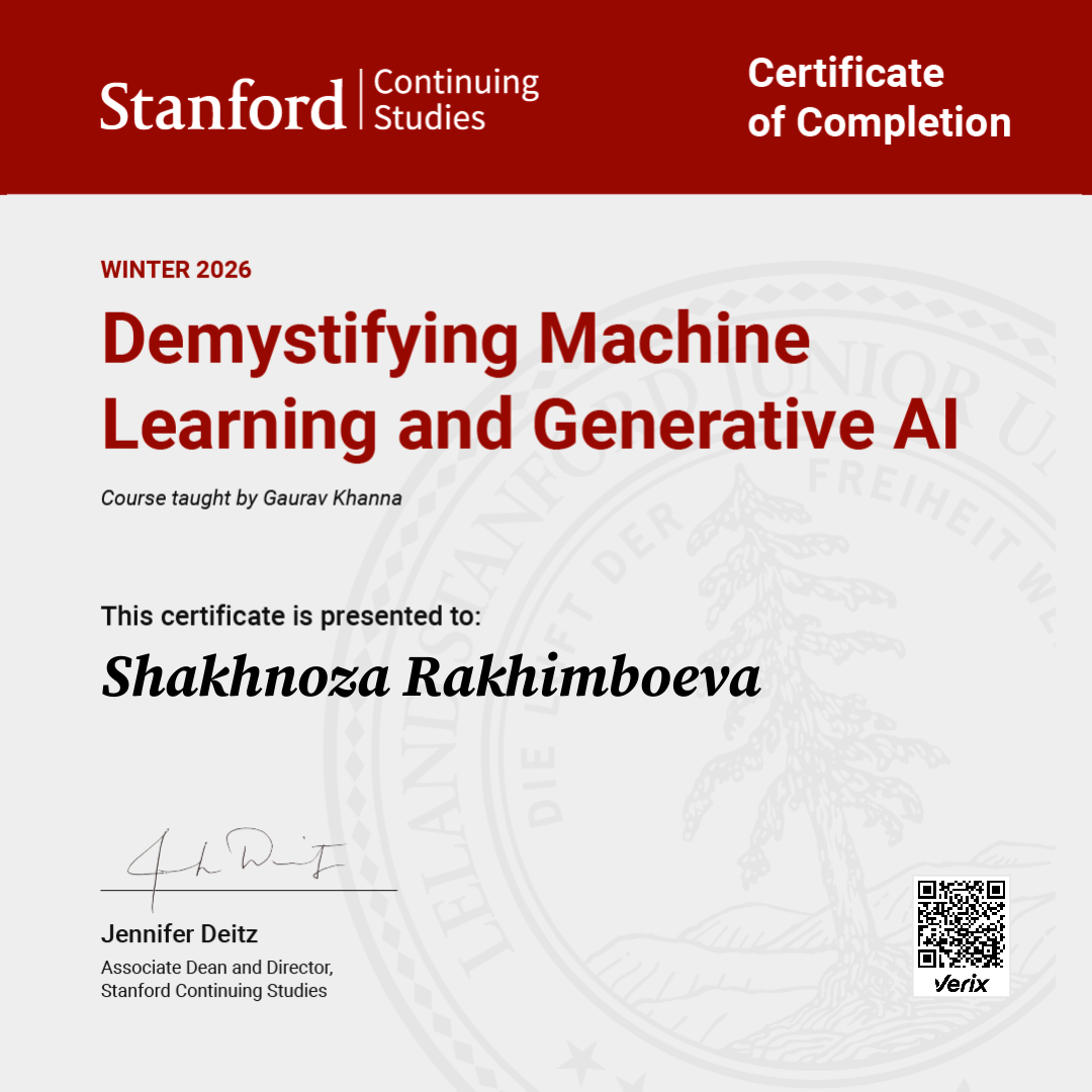 Certificate of Completion — Demystifying Machine Learning and Generative AI