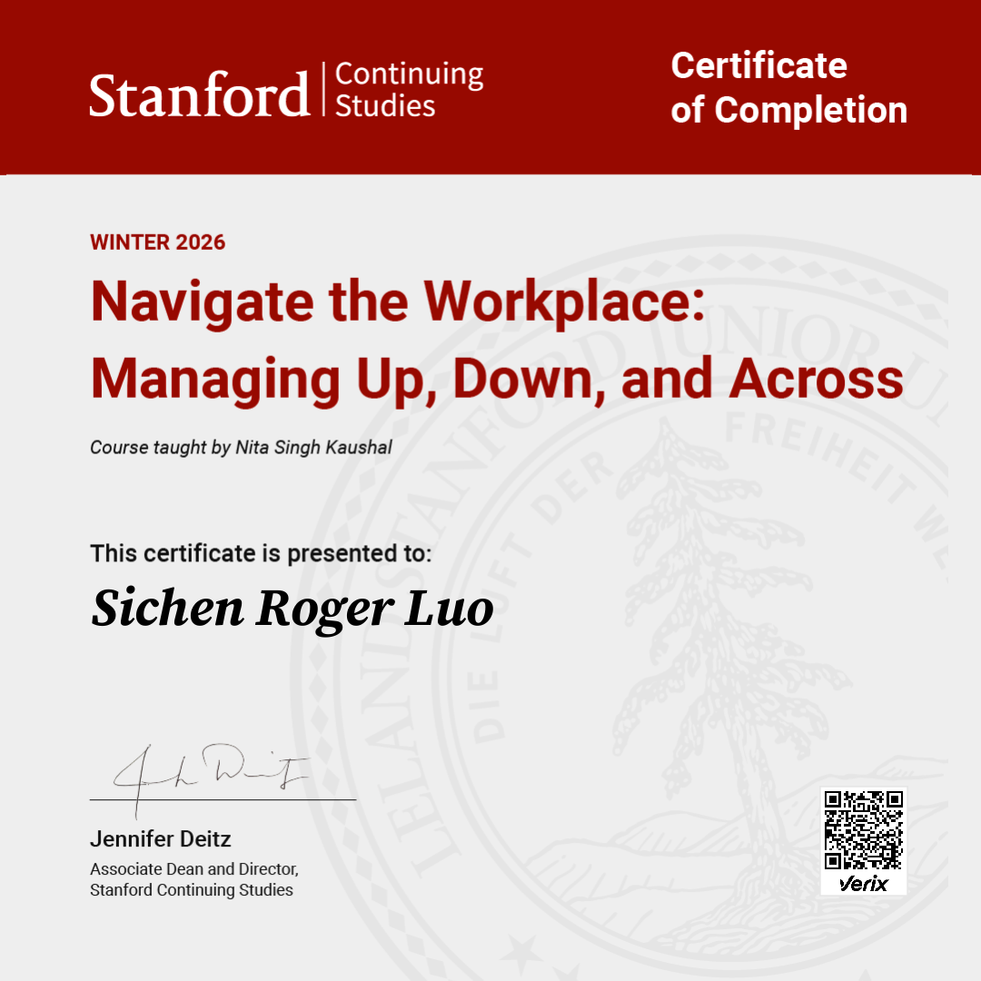 Certificate of Completion — Navigate the Workplace: Managing Up, Down, and Across