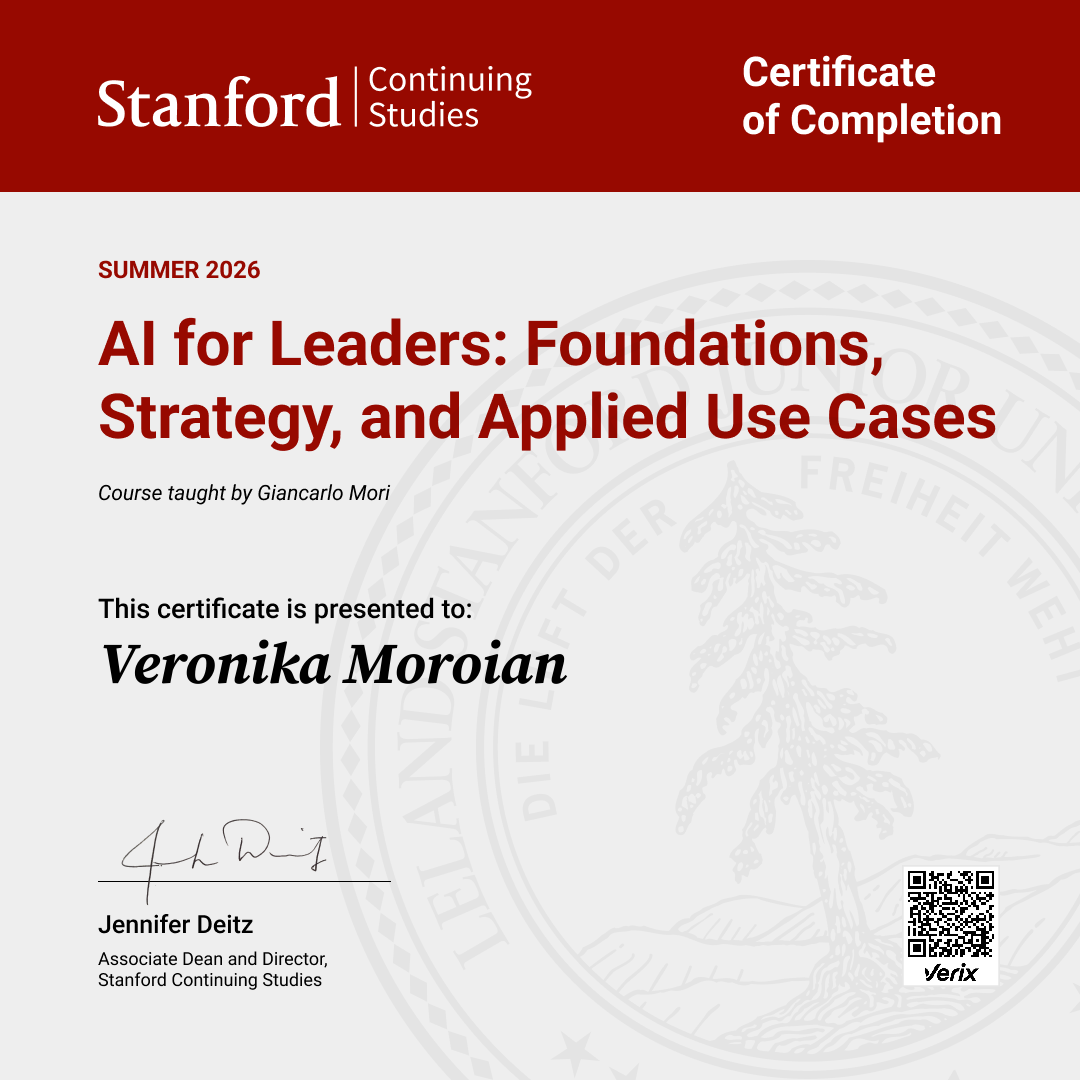 Certificate of Completion — AI for Leaders: Foundations, Strategy, and Applied Use Cases
