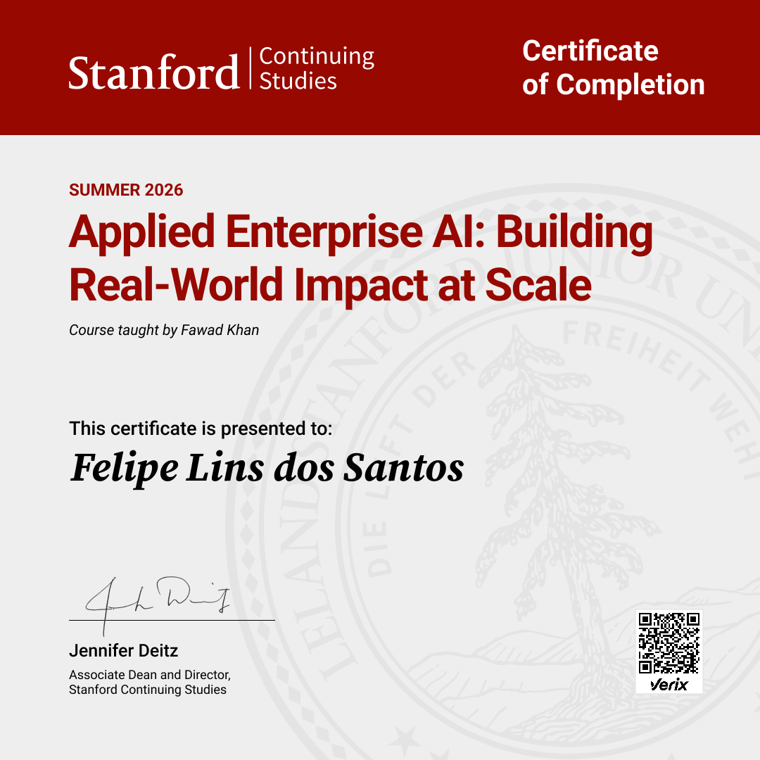 Certificate of Completion — Applied Enterprise AI: Building Real-World Impact at Scale