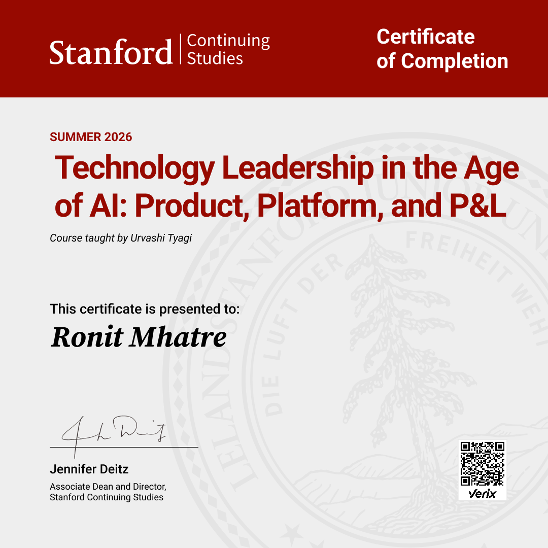 Certificate of Completion — Technology Leadership in the Age of AI: Product, Platform, and P&L