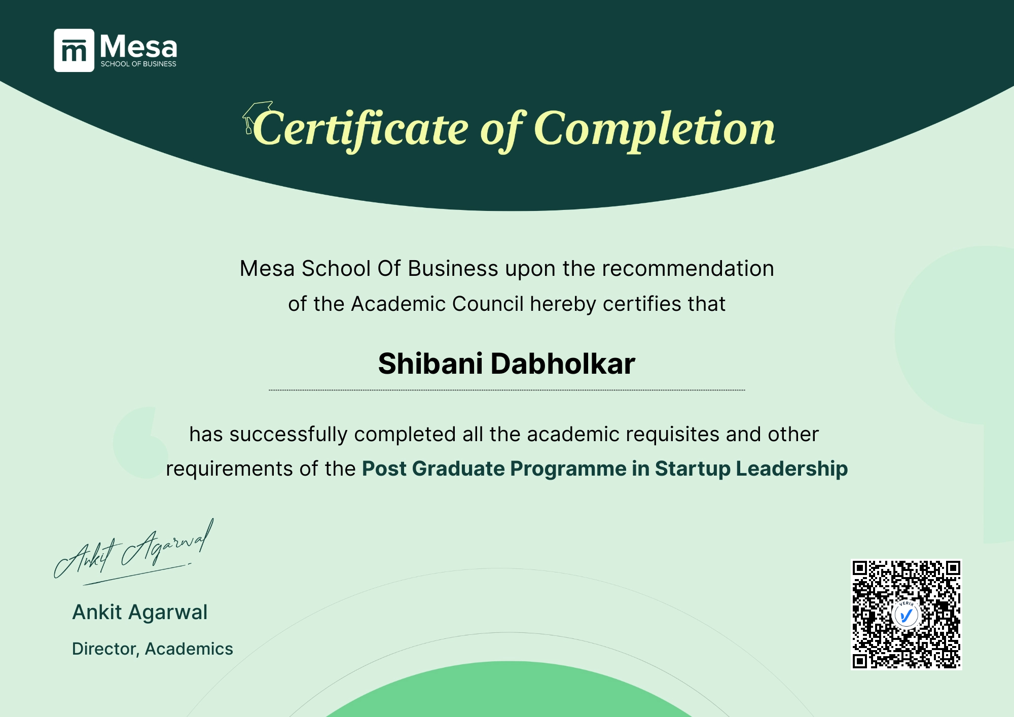 Mesa Post Graduate Programme in Startup Leadership