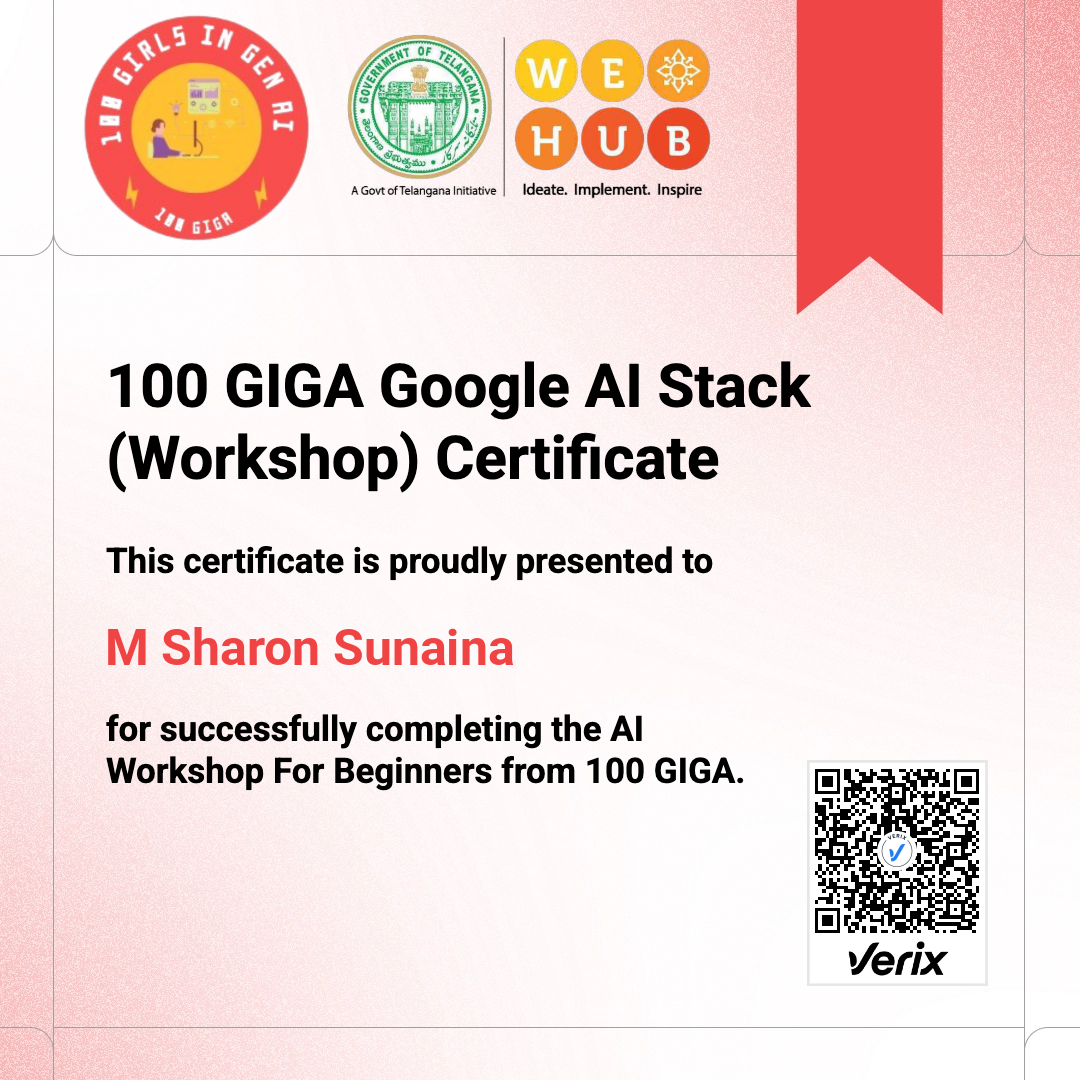100 GIGA Google AI Stack (Workshop) Certificate