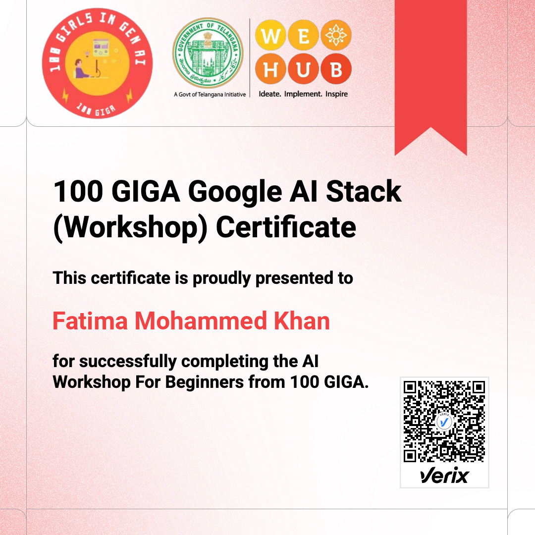 100 GIGA Google AI Stack (Workshop) Certificate