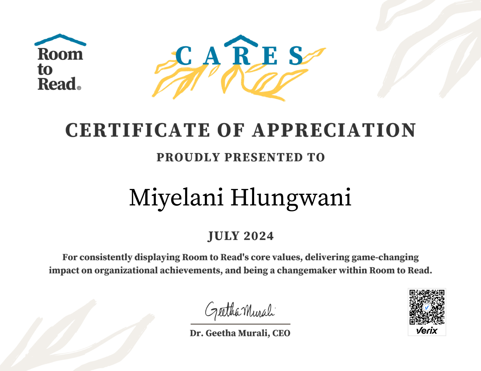 2024 CARES Award Certificate