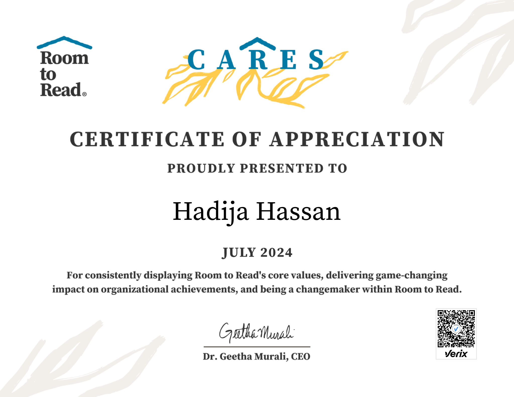 2024 CARES Award Certificate