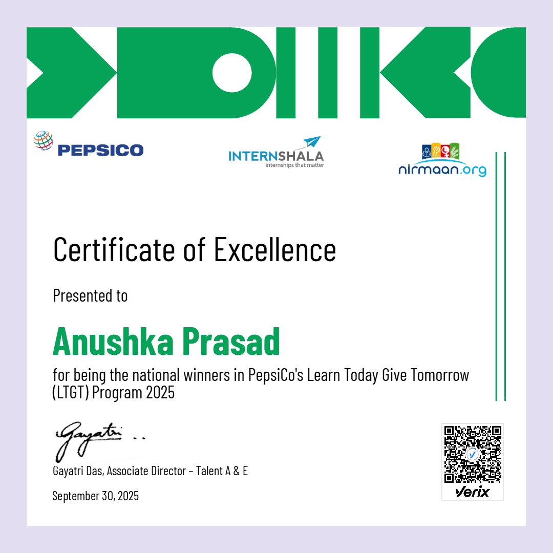 Anushka Prasad: Learn Today Give Tomorrow