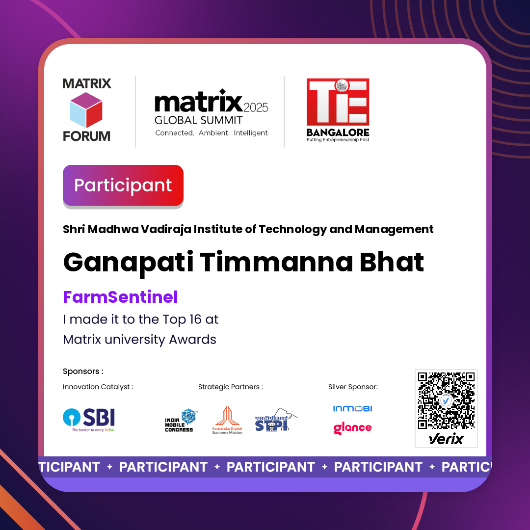 Matrix University Awards Top 16 Certificate
