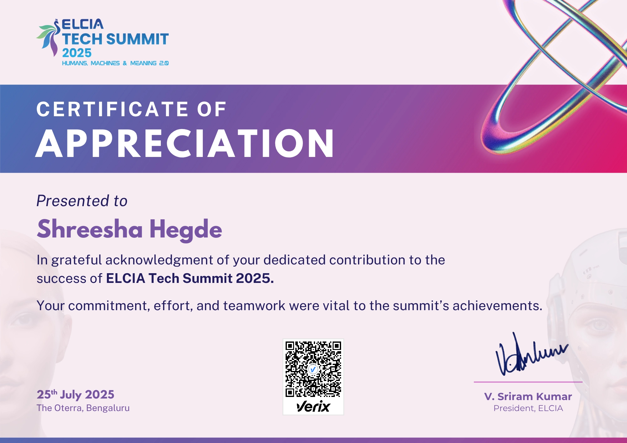 ELCIA Tech Summit 2025 Contributor Certificate