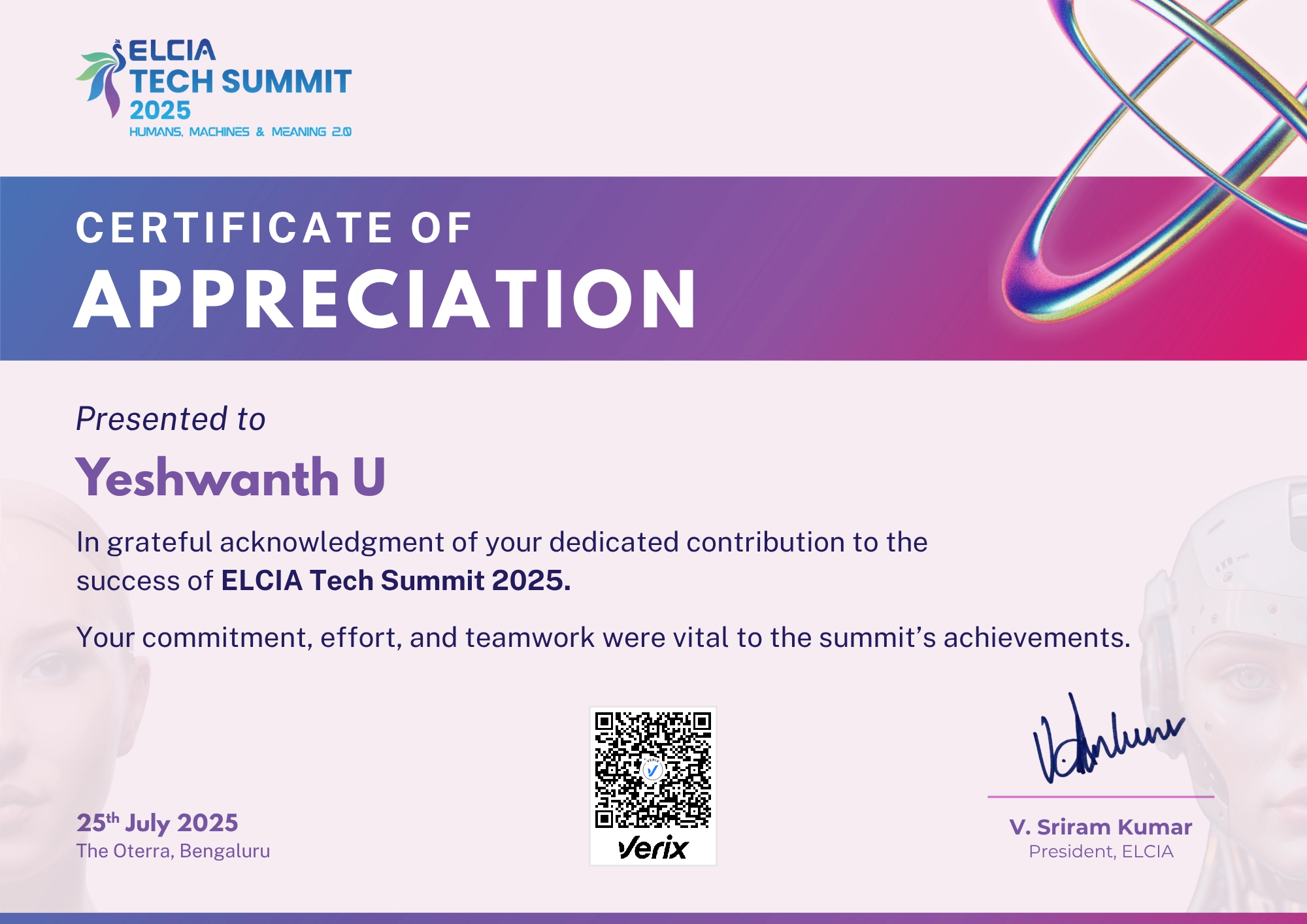 ELCIA Tech Summit 2025 Contributor Certificate