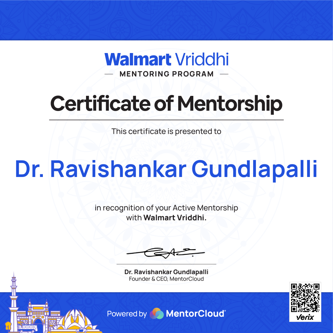 Walmart Vriddhi Certificate