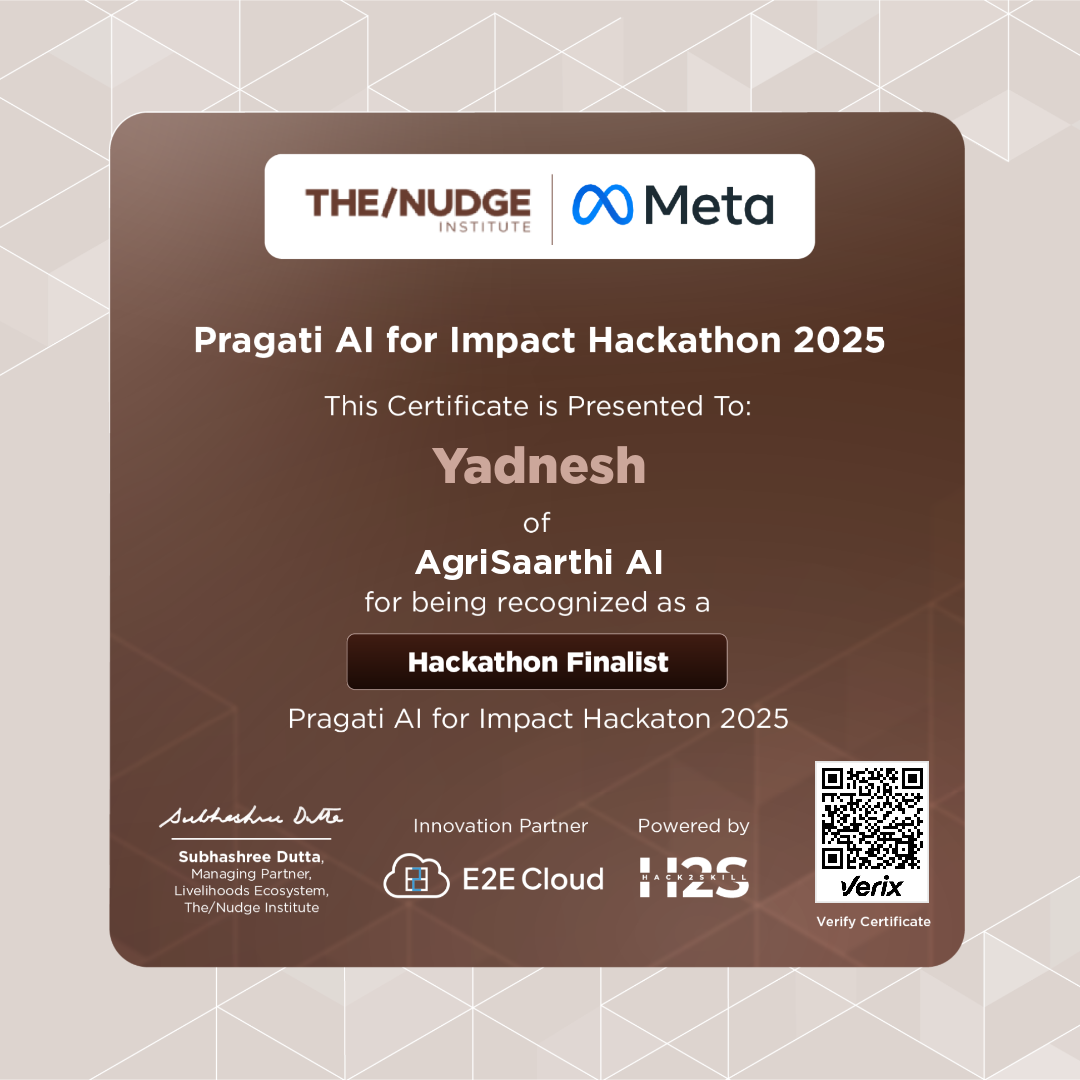 Pragati AI for Impact Hackathon 2025 - Finalist