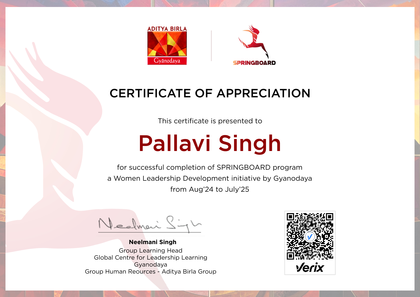 SPRINGBOARD - Graduation Certificate