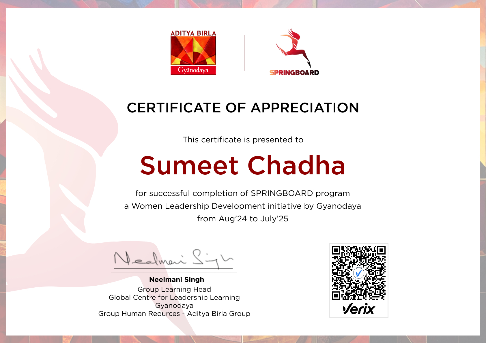 SPRINGBOARD - Graduation Certificate